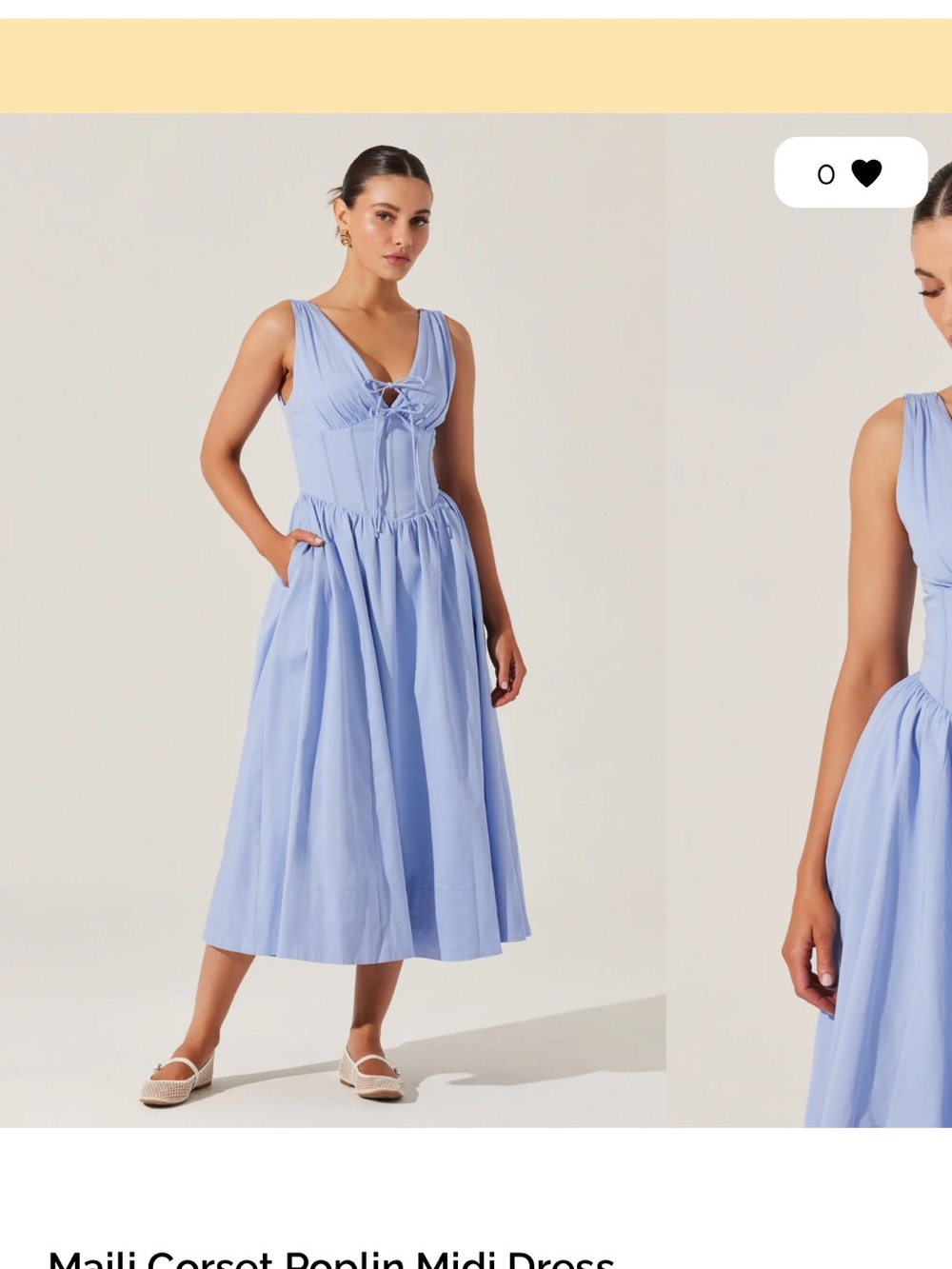 ASTR the label Blue Corset Poplin Midi Dress Large